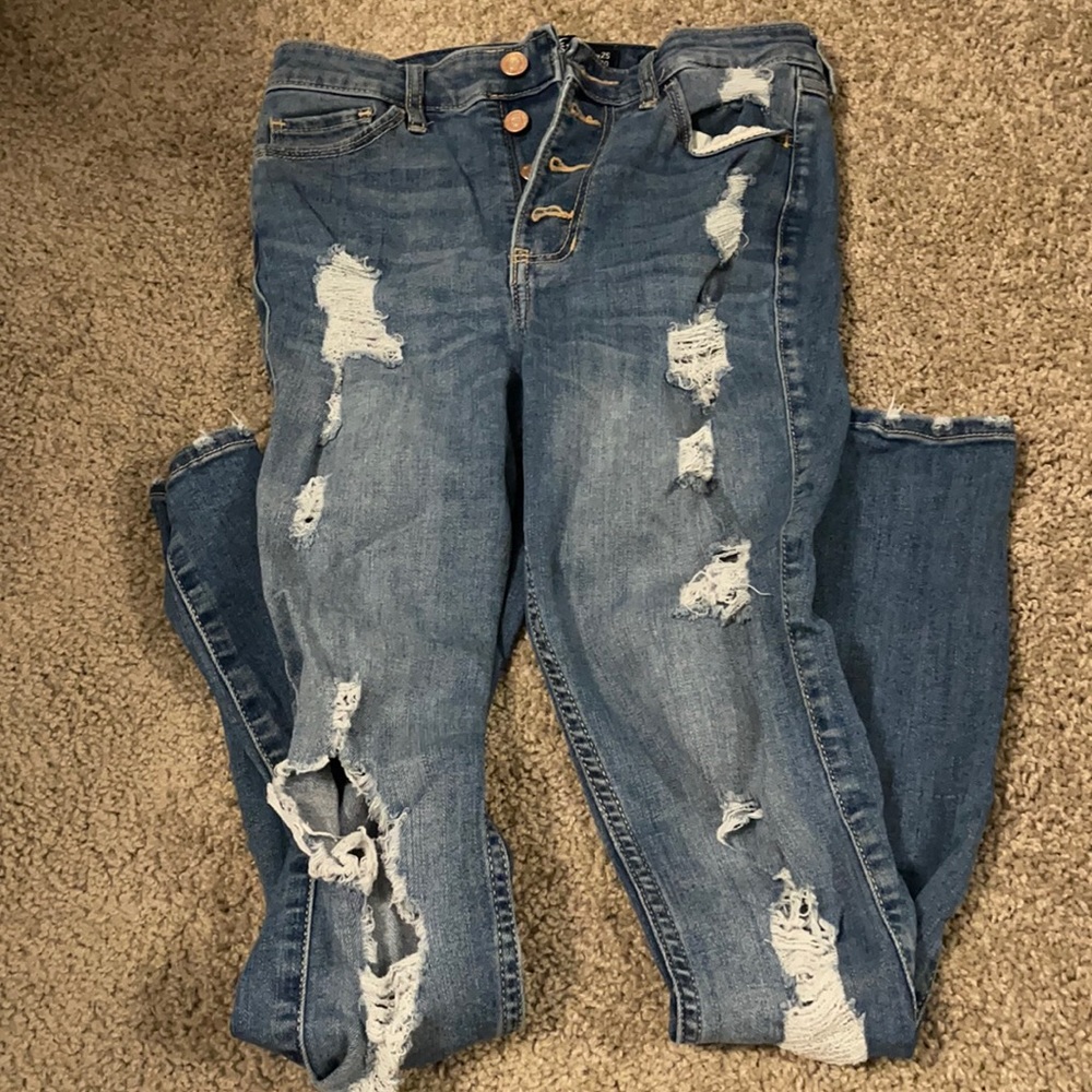 Blue ripped jeans
